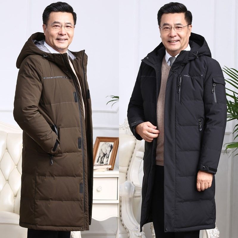 波司豋加厚长款过膝中老年人羽绒服男中年爸爸冬装外套大码爷爷冬