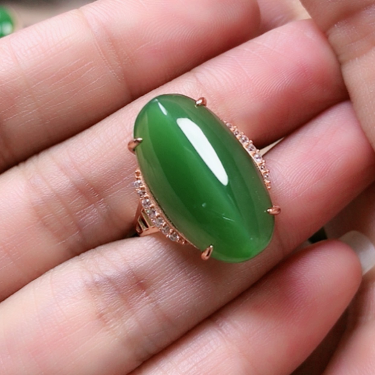 【闪购商品】和田玉戒指银S925镶嵌