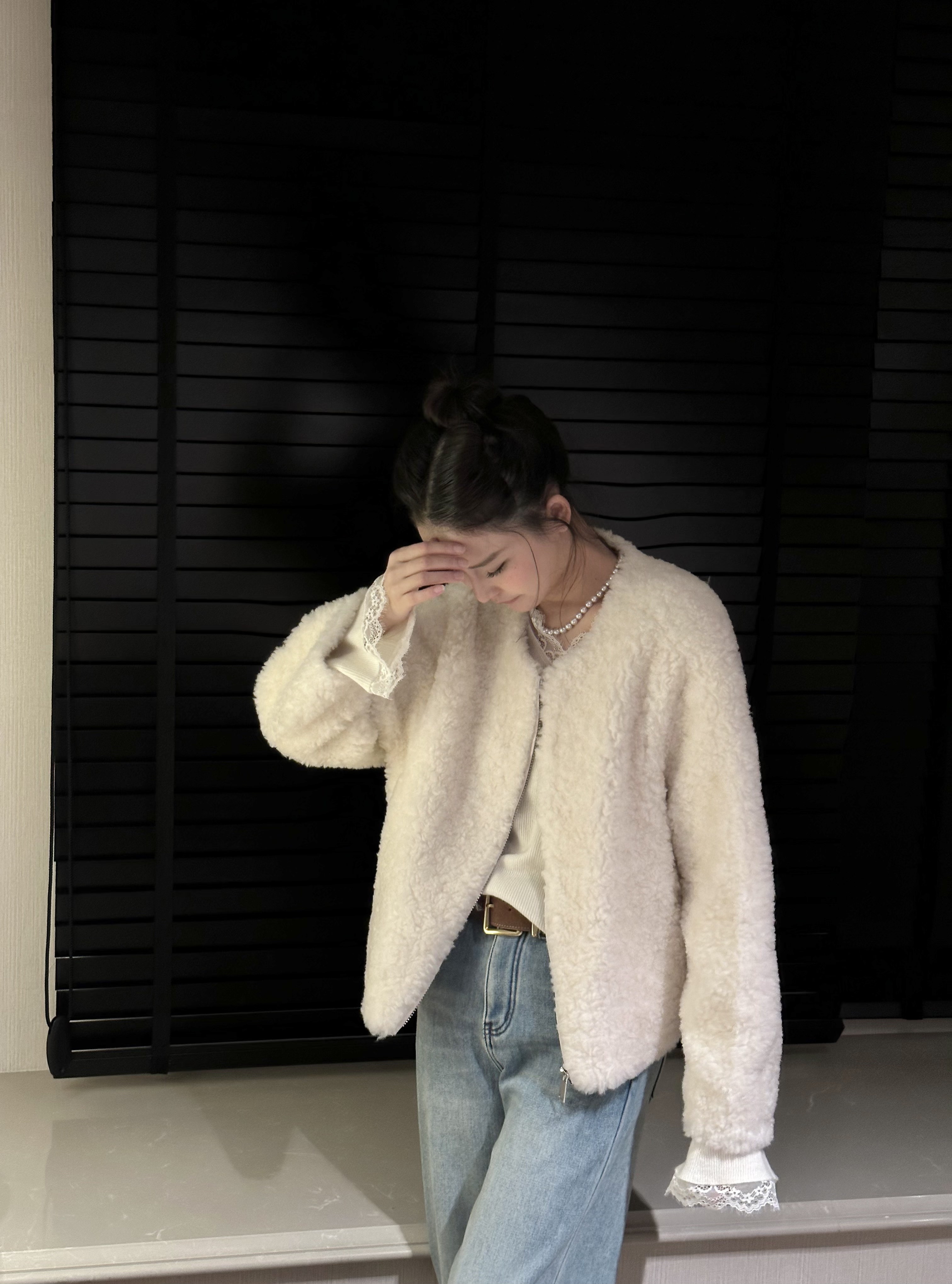 Remiishere.“冬日松弛”100羊毛圆领拉链外套RH136