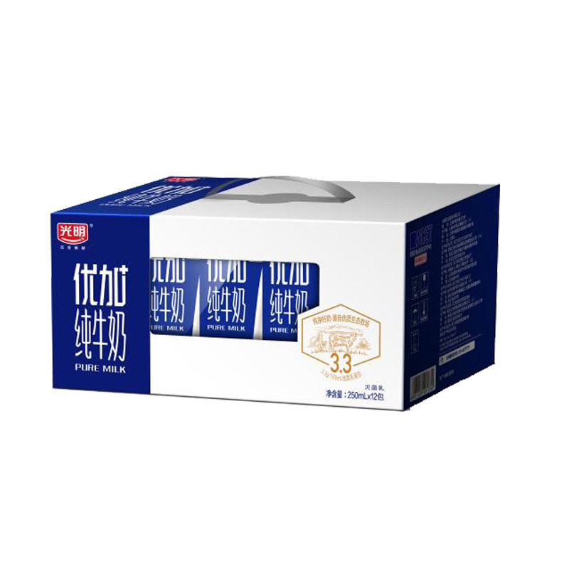 光明优+纯牛奶 250mL*12盒/箱