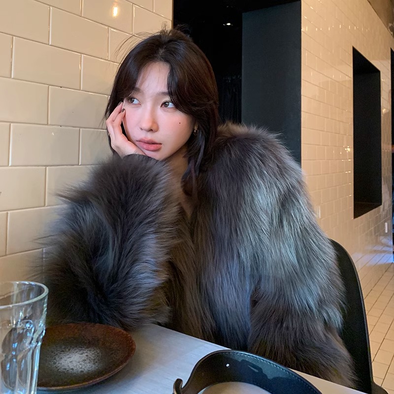 佳佳皮草同款仿狐狸毛皮草短款外套女年轻款时尚百搭环保毛毛大衣