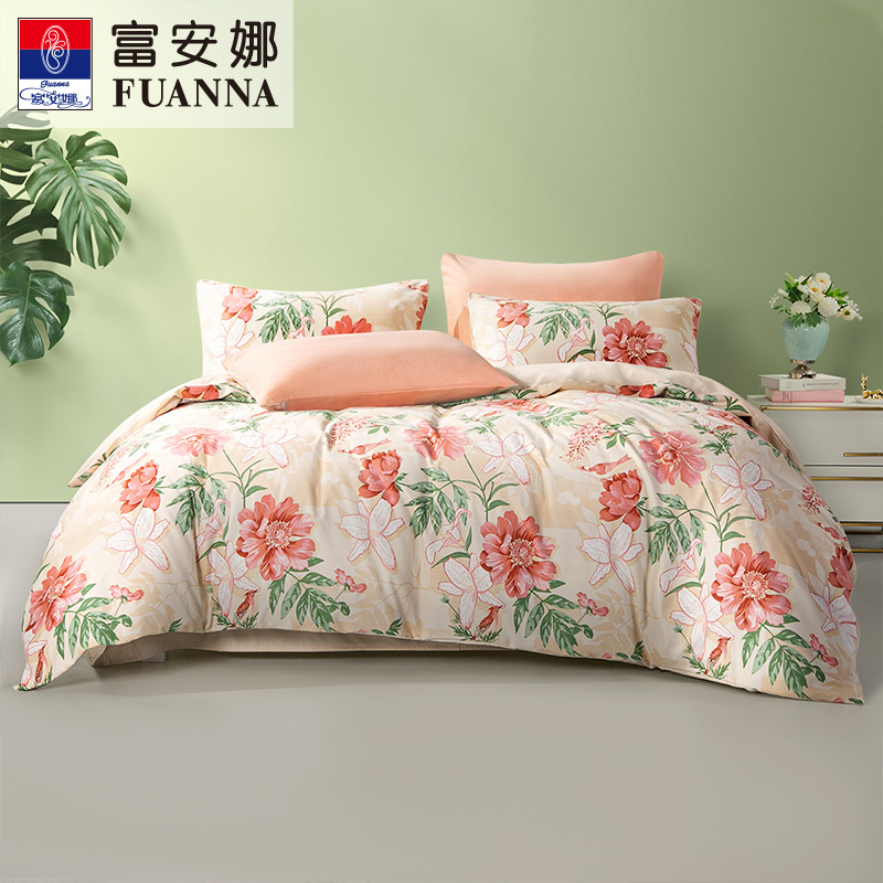 【工厂溯源】富安娜纯棉焱绒聚暖磨毛阳光棉三件四件套晴空初妍床笠
