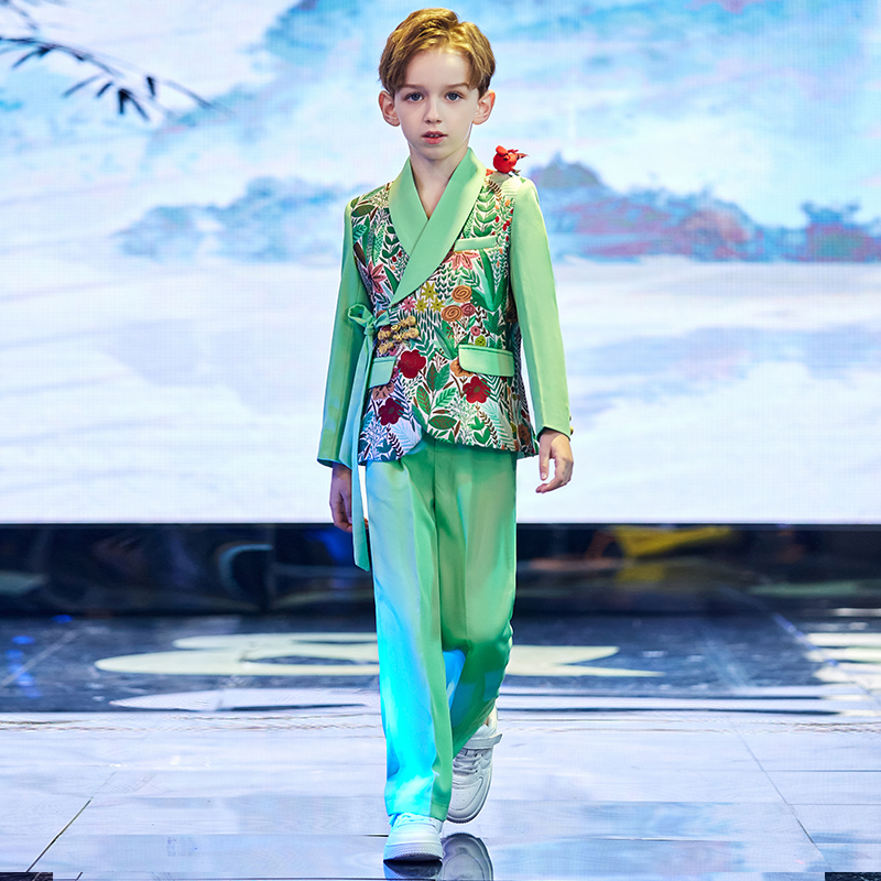 罗蒙男童西装套装帅气西服韩版儿童小主持人礼服小男孩走秀演出服