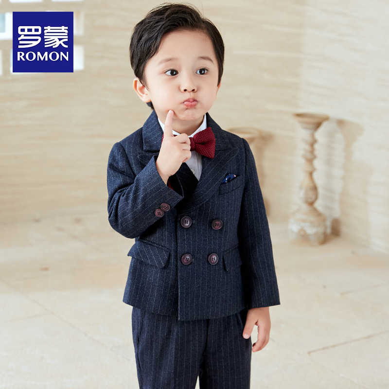 罗蒙男童帅气小西装男周岁生日花童礼服宝宝演出服套装新款小西服
