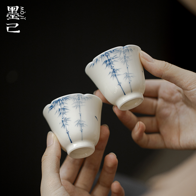 墨己 玉泥-青花竹逸-念露茶杯