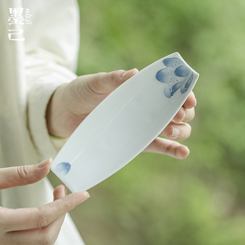 墨己影青-有田烧莲瓣-轻舟茶则