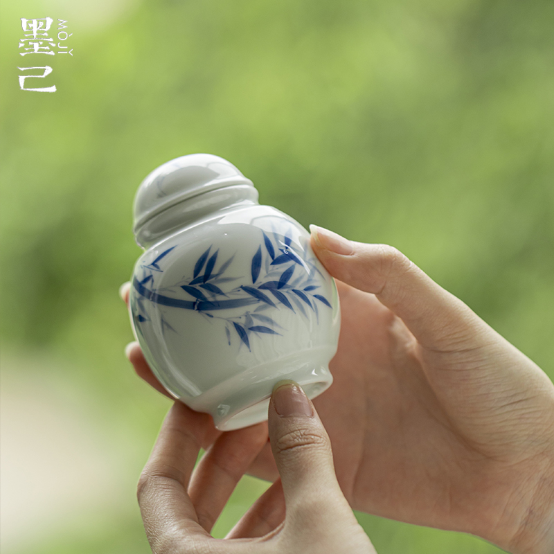 墨己玉泥-竹韵青花-善存茶叶罐