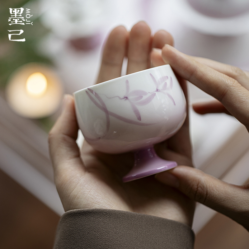 墨己 玉泥-幻紫兰吟-夏烟圆口高足茶杯