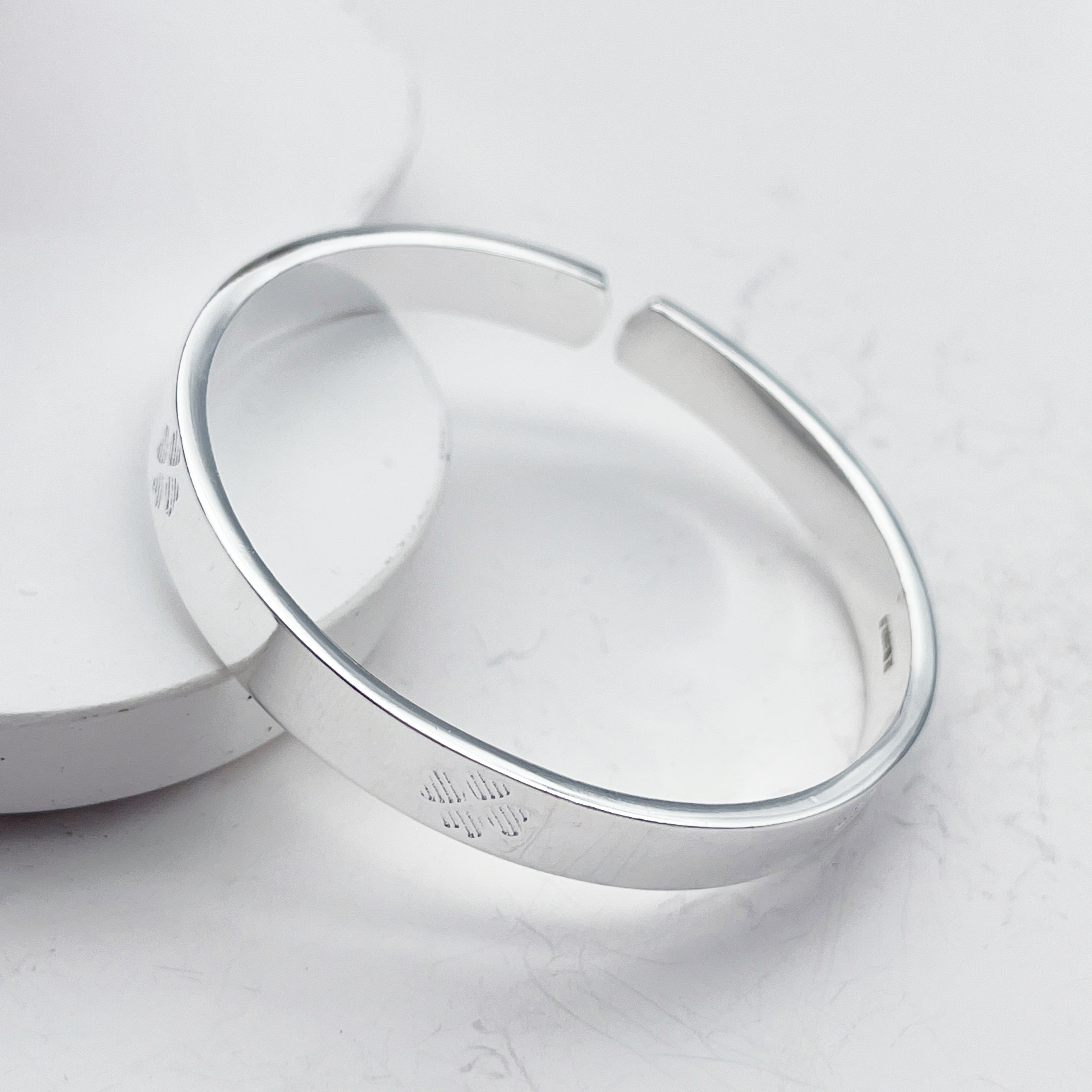 足银手镯 足银999.9四叶草开口【A11】