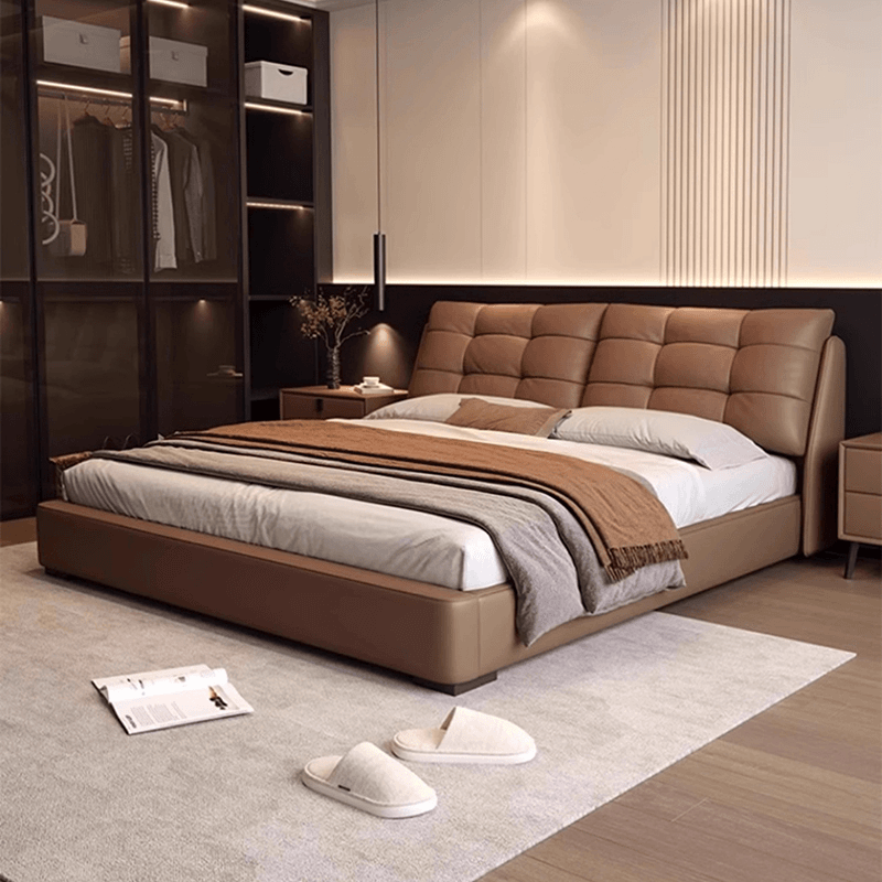 现代简约皮艺床软包软靠主卧室家用双人床轻奢大床软包床储物