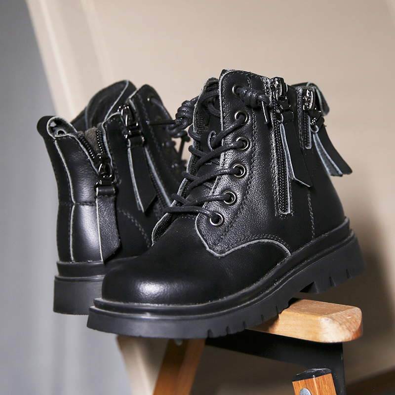 【清货特价】儿童马丁靴男童6-12岁童靴时尚真皮中大童皮靴女孩男孩