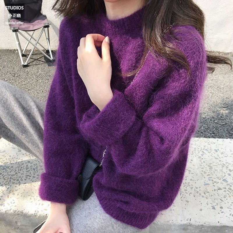 早秋粉色毛衣女秋冬新款温柔慵懒风小众软糯小个子打底针织衫外穿