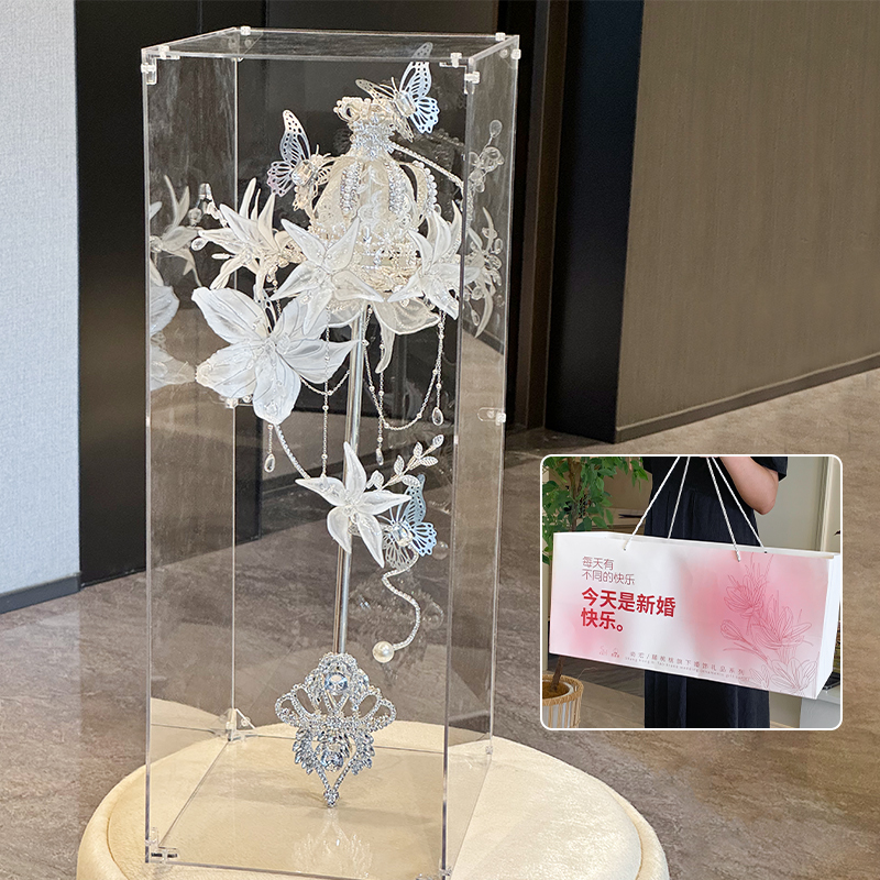 权杖手捧花水晶婚礼diy珍珠婚纱配饰材料包新娘闺蜜新婚手工礼物