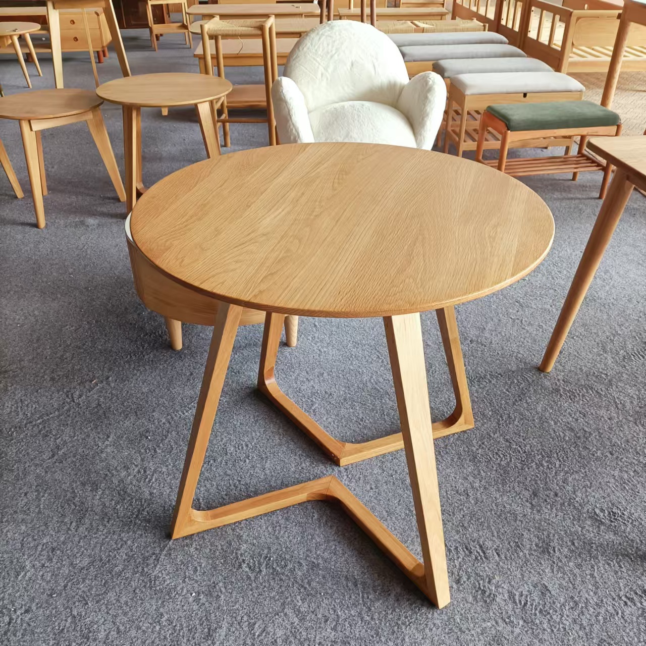 800*750MM微瑕小圆桌小饭桌家用阳台高边几北欧简约现代风