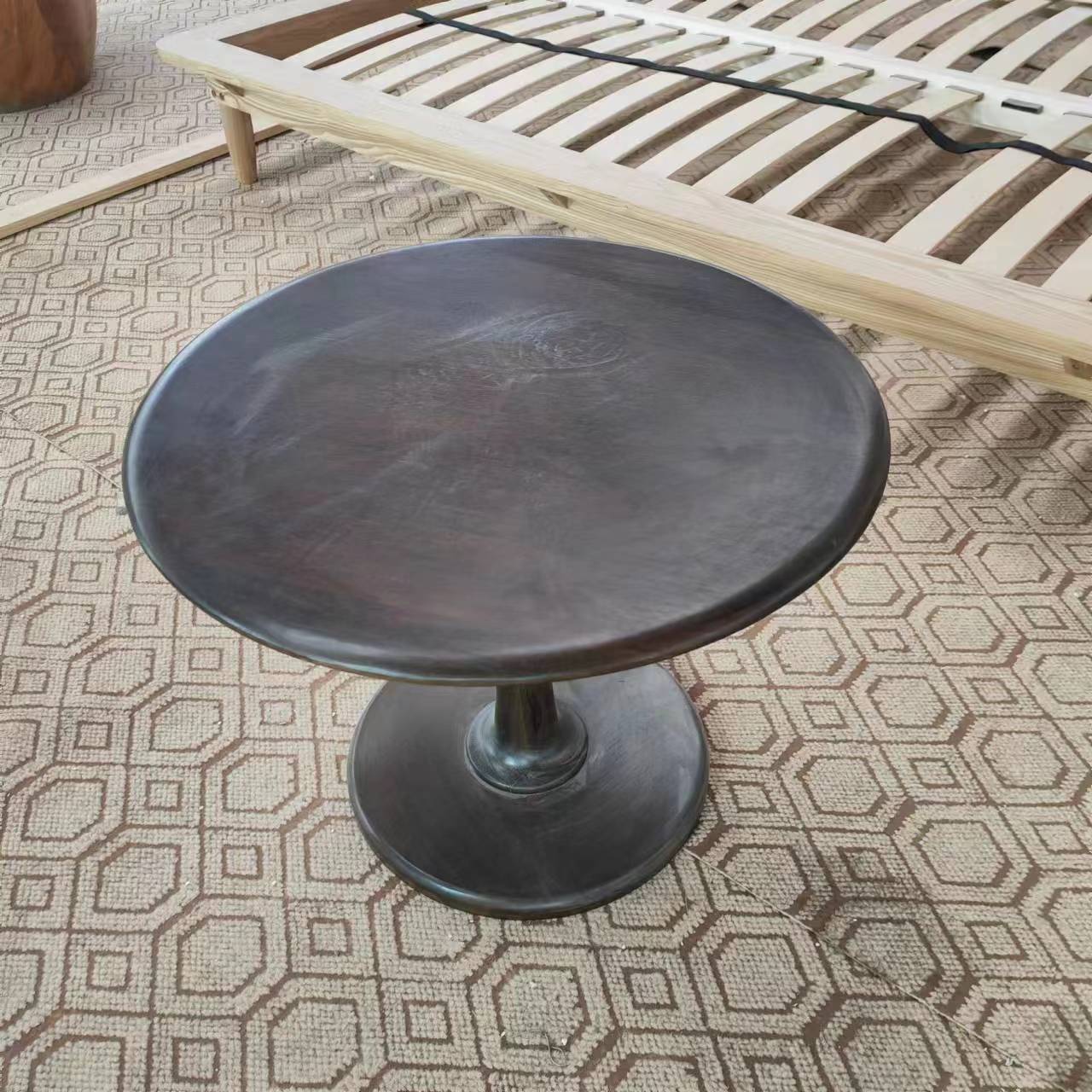 600*450瑕疵纯实木白鸡翅木圆几客厅家用简约阳台百搭实用边几