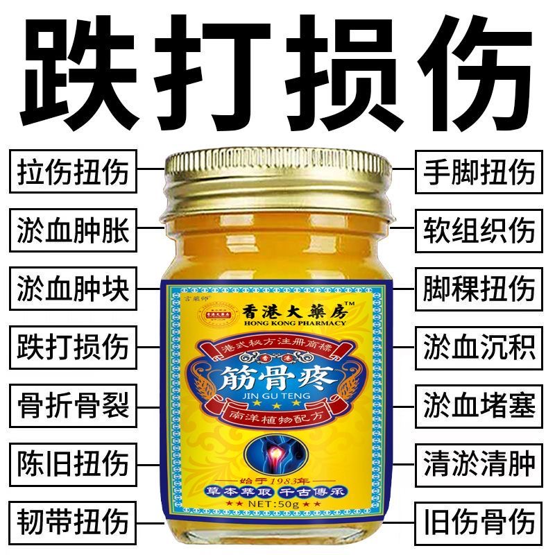 香港筋骨膏骨折骨裂跌打损伤关节扭伤韧带拉伤筋骨受伤消肿止痛