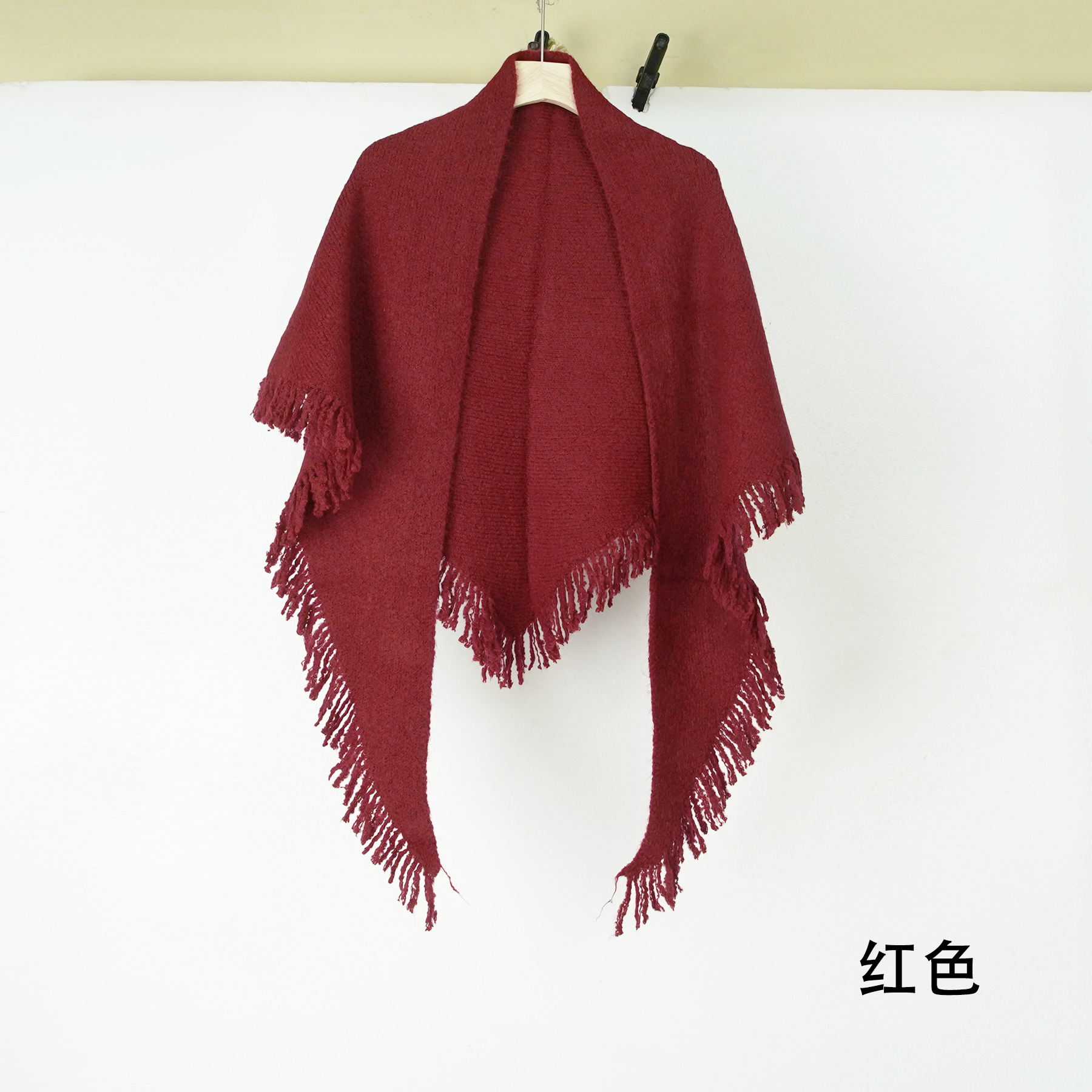  【续吉专享】｜岁初春喜｜四季保暖复古针织羊毛三角披肩