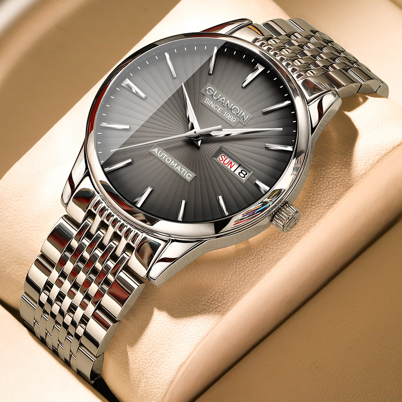 冠琴手表男士商务全自动超薄机械表双日历防水高档气质腕表男款