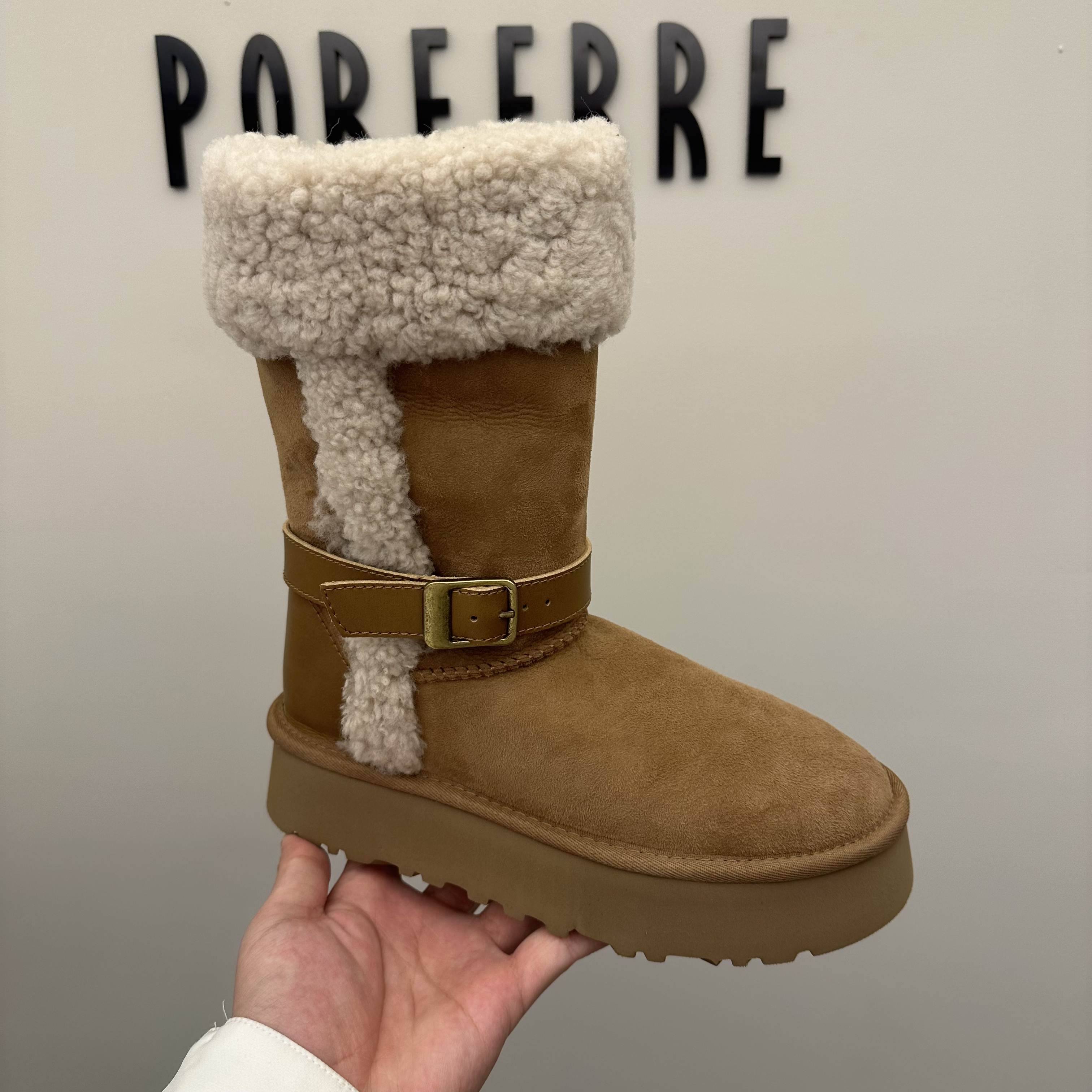 波斐短筒雪地靴女2024年冬季新款皮毛一体短靴497