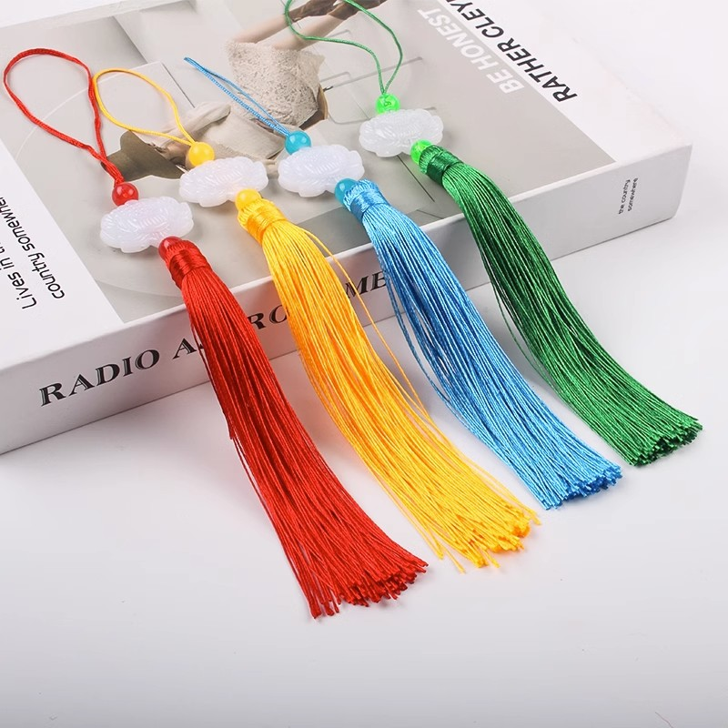 【宝老板】新款玉清扇白玉莲花鱼嘴流苏