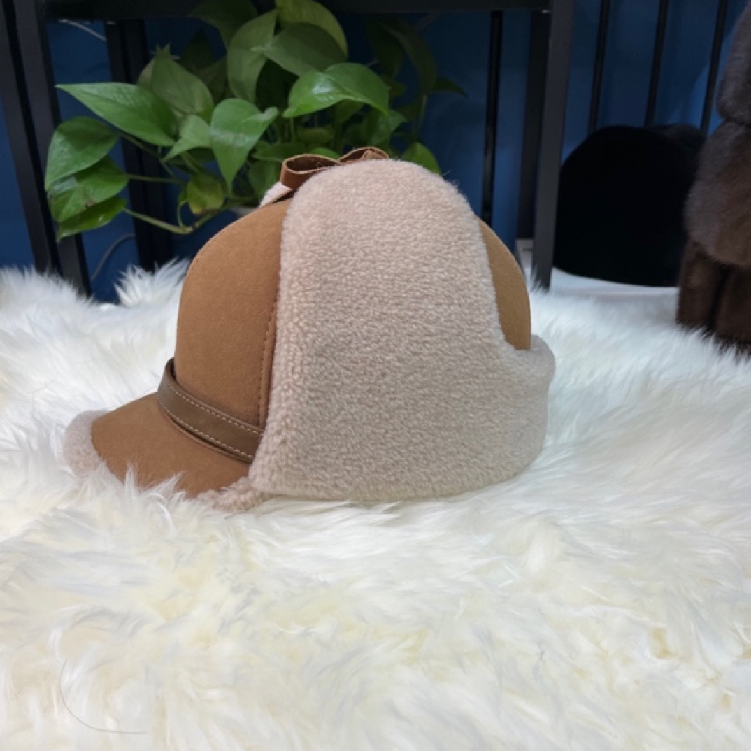 男士护耳帽子冬东北户外羊毛鸭舌棒球帽帅气立体中老年羊毛鸭舌帽