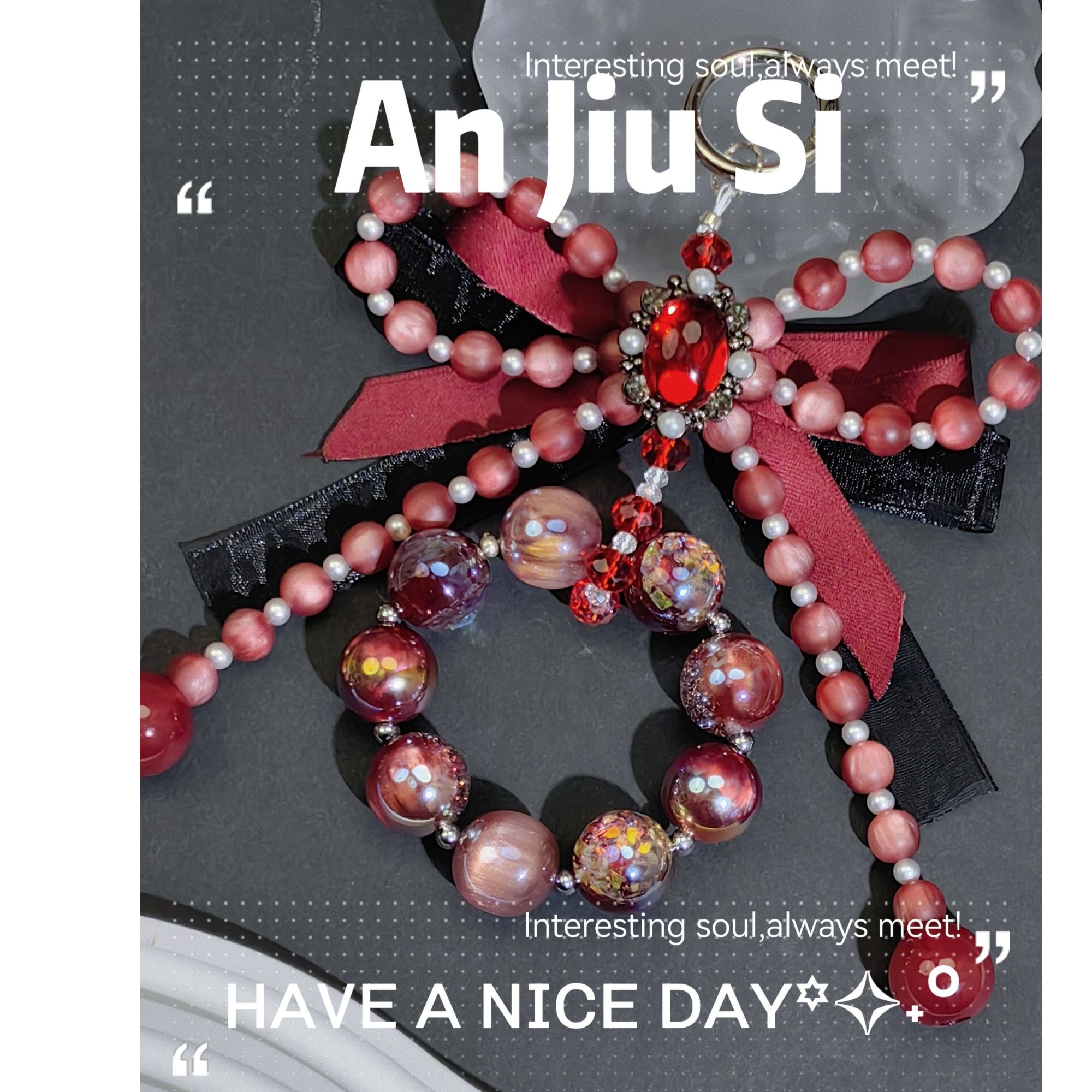 【‌花间醉意】手机链手捻可爱时尚手提防丢原创包链钥匙链