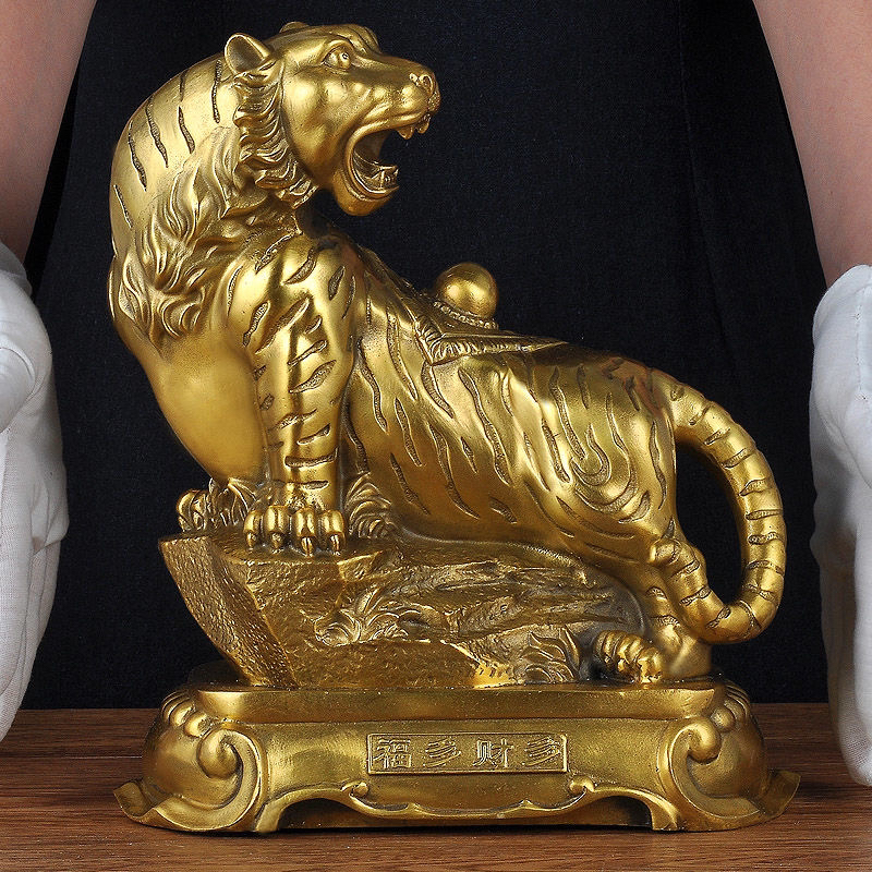 黄铜虎摆件装饰品客厅工艺品大气铜老虎摆件生肖虎摆件高档摆设