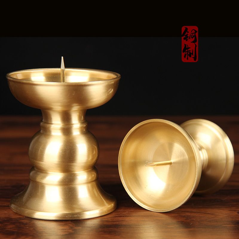 纯铜蜡烛台家用一对家庭使用,供器摆放,精品黄铜,打磨细腻金色