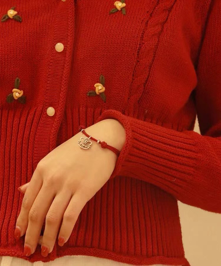 925银手链 2024年生肖吉祥红绳，新年好运连连 纯银十二生肖守护神