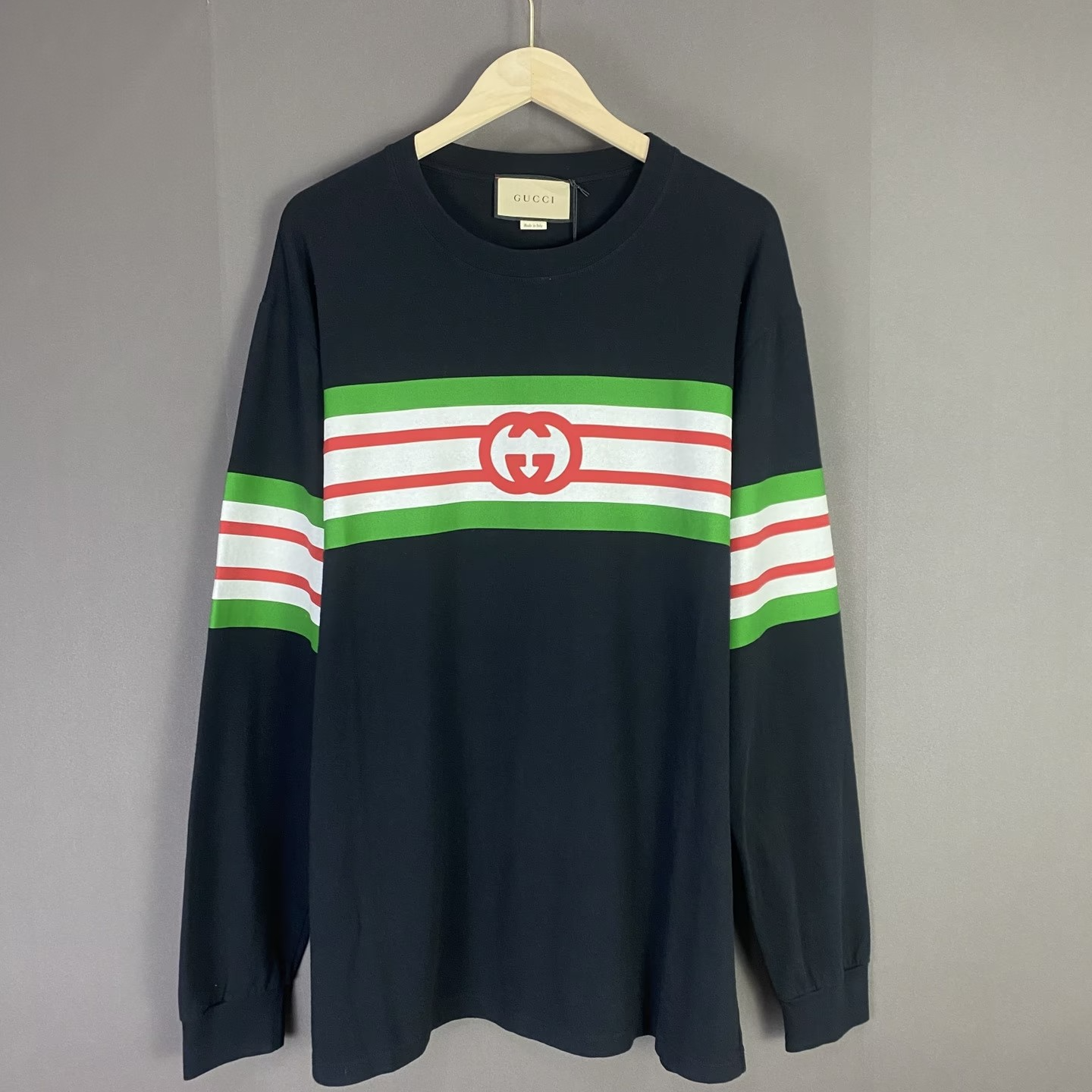 未使用 GUCCI/古驰 时尚双G互扣套头休闲服秋冬男士长袖卫衣拼色