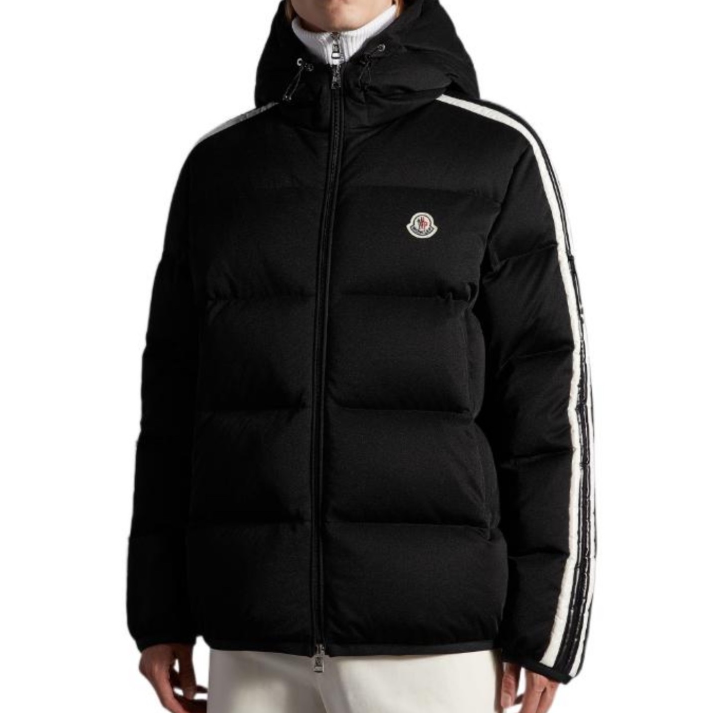 全新未使用 MONCLER 蒙口Moncler经典黑色休闲拉链连帽羽绒服加厚