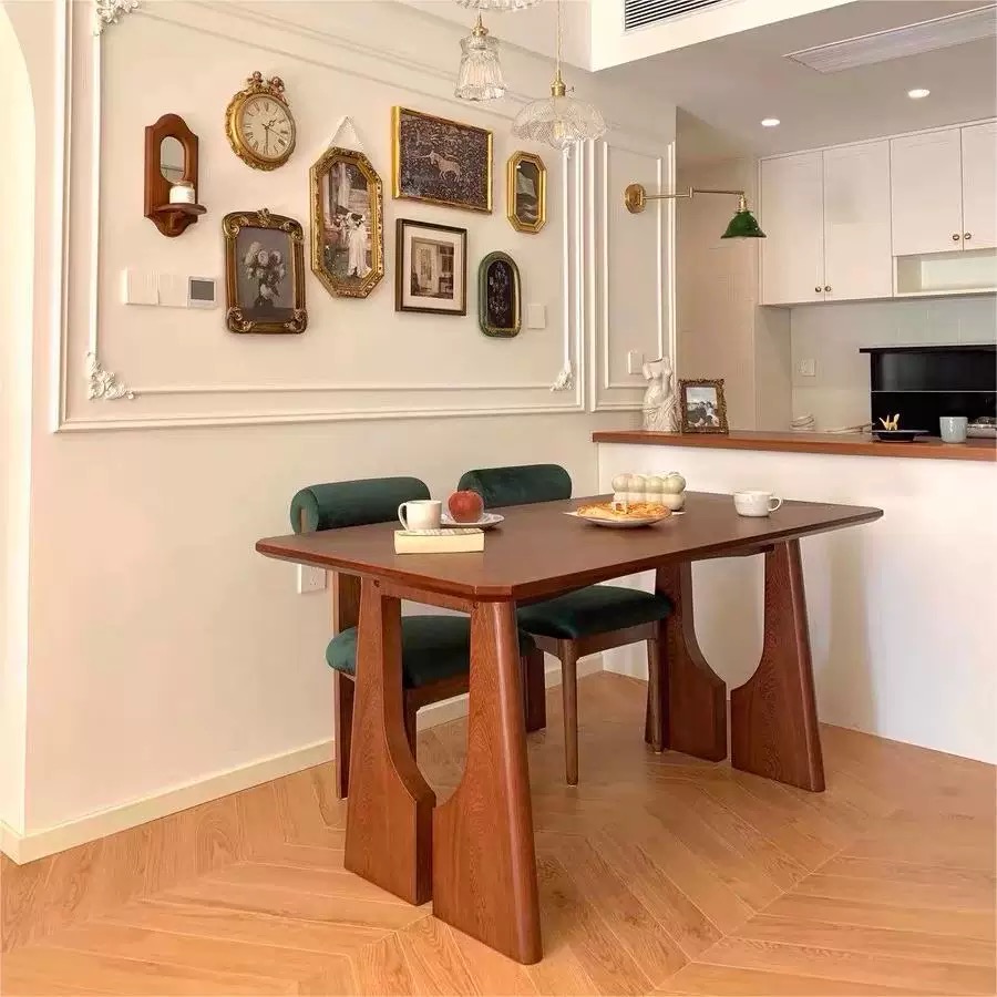 法式复古实木餐桌中古轻奢家用2024长方形新款美式高端大中小户型