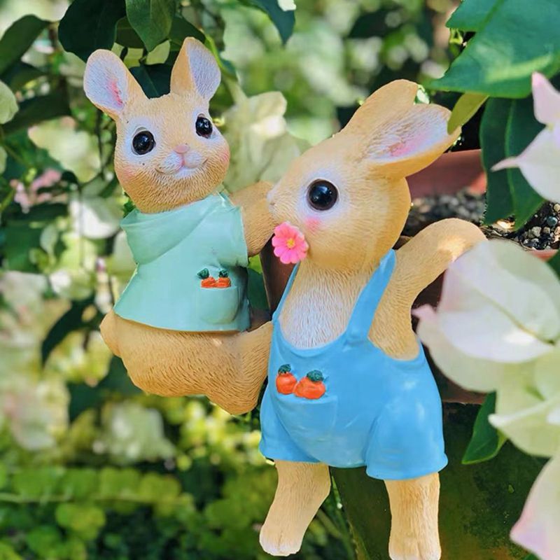 庭院花园装饰可爱兔子花盆挂件猫咪花盆摆件家居装饰品树脂工艺品