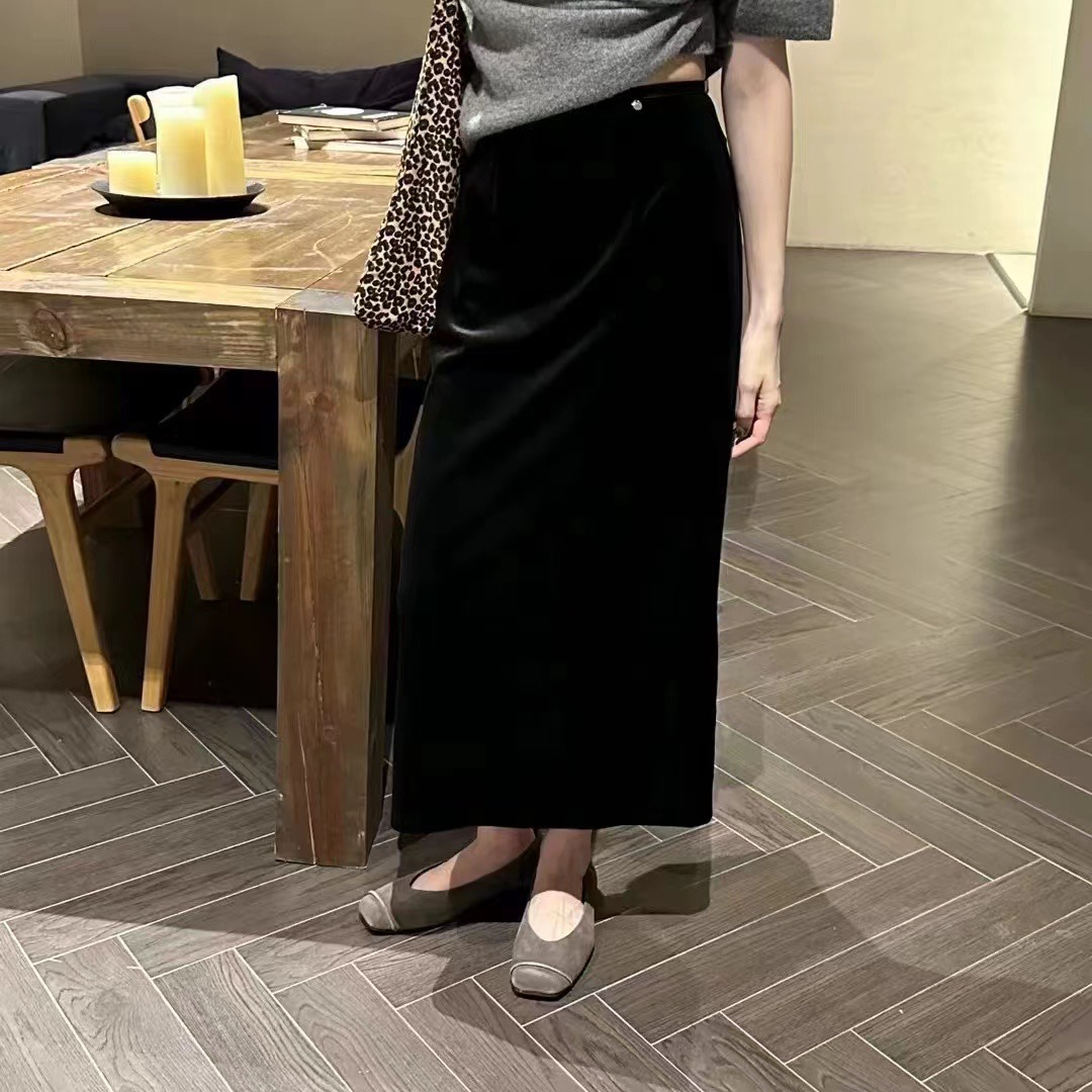醋酸丝绒 加棉直桶 半身裙