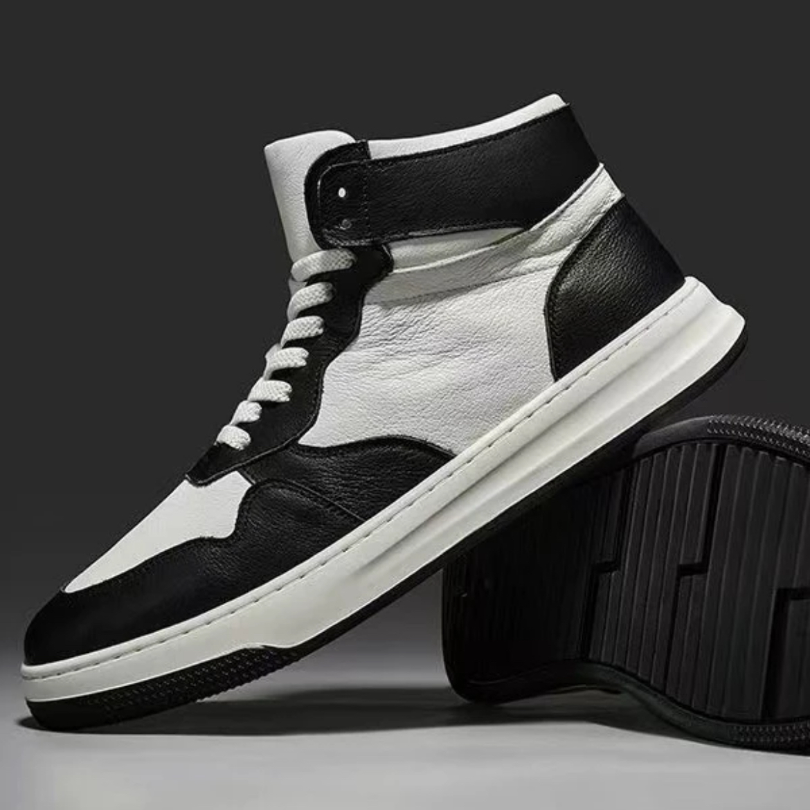 2024男士休闲 高帮真皮头层牛皮板鞋休闲百搭保暖舒适