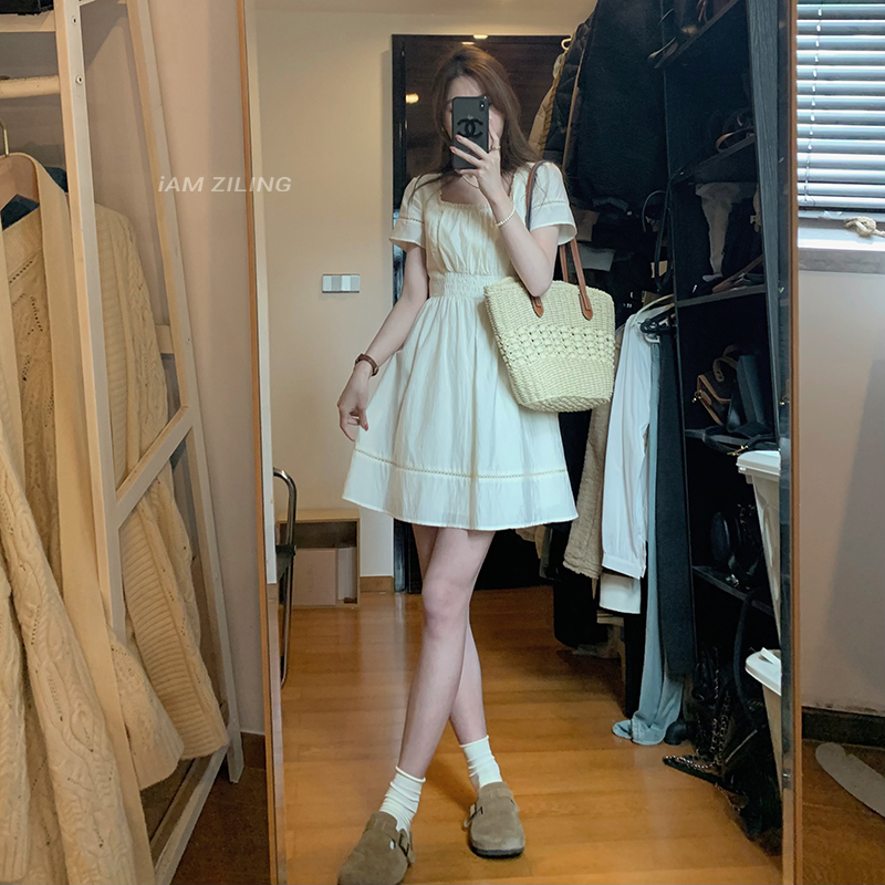◤贝壳记忆◥夏日小香风短款裙气质收腰教师面试连衣裙 L04376Z32