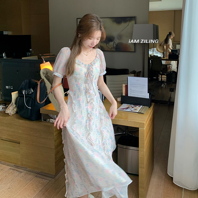 ◤多巴胺女孩◥ 夏日糖果辣妹晕染连衣裙海边度假长裙  L05338Z32