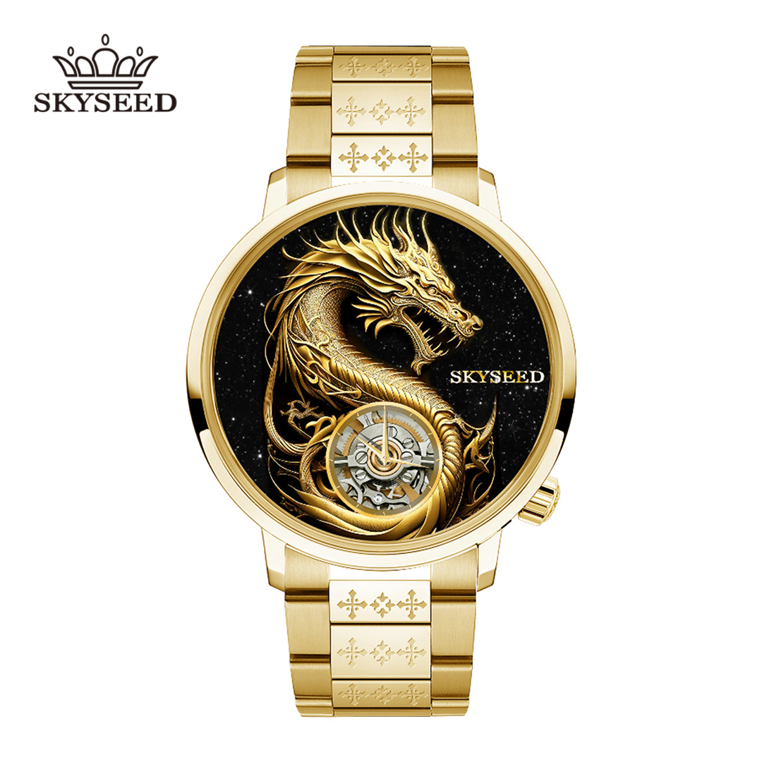 skyseed/天代龙腾盛世系列镂空男士全自动机械腕表潮流防水大金表