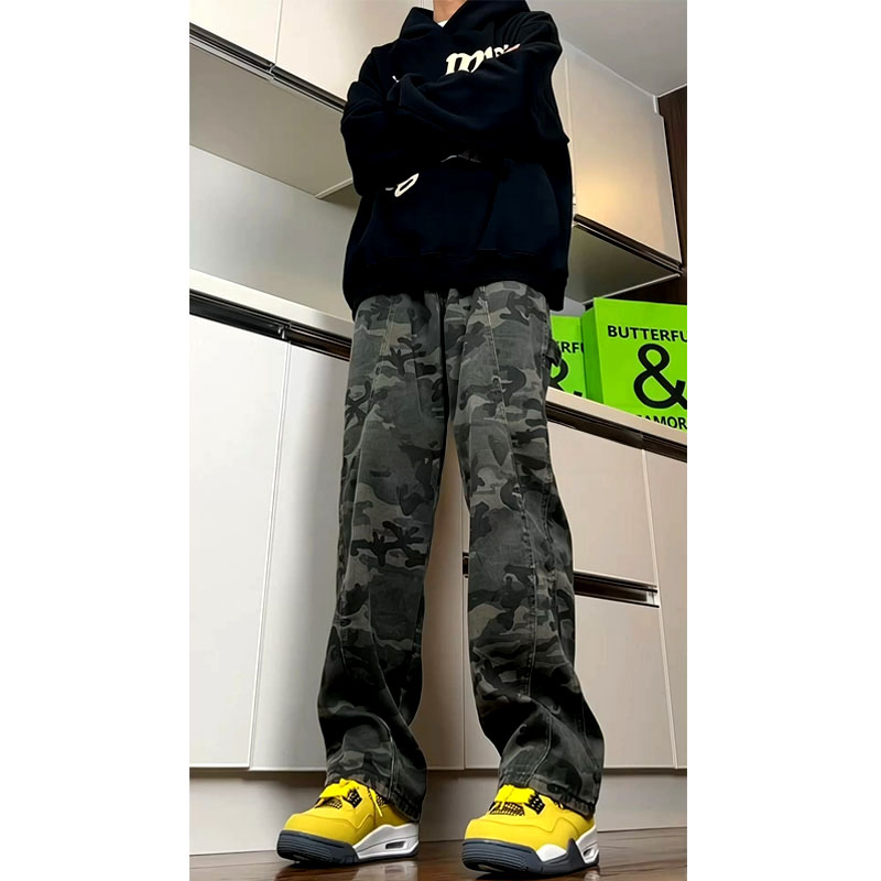 vintage迷彩伐木裤男款美式复古vibe裤子高街潮牌秋季直筒工装裤