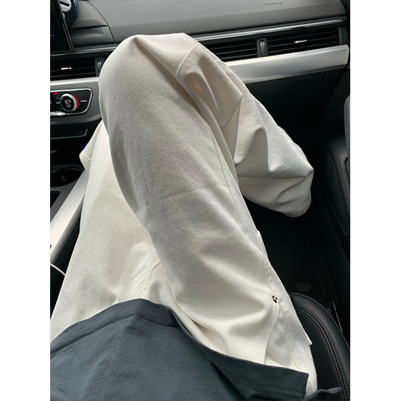水洗白色软牛仔裤男夏季薄款宽松显瘦微喇裤子高街美式弯刀休闲裤