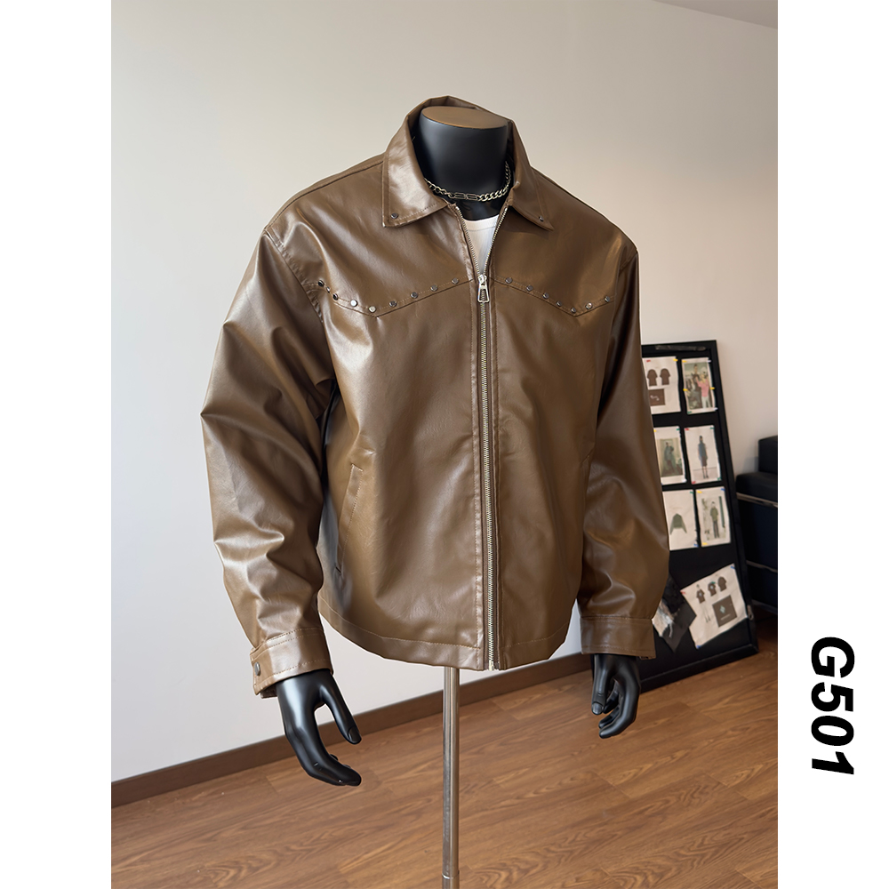 美式复古黑色pu皮衣夹克男秋季高街cleanfit情侣款机车服夹克