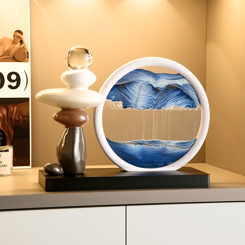 时来运转沙漏流沙画摆件轻奢客厅办公室酒柜电视柜玄关装饰品礼物