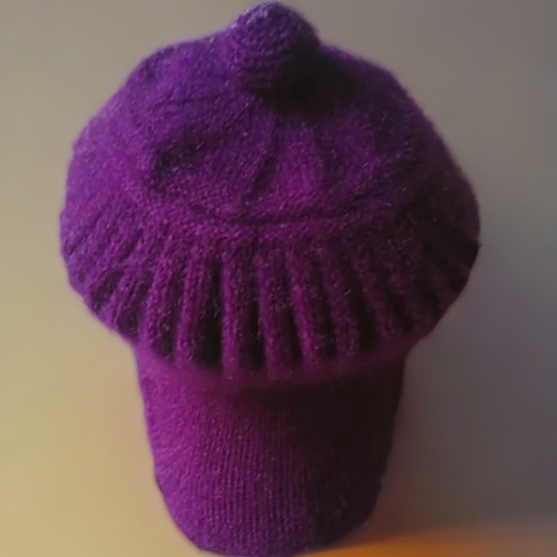 成品纯手工编织妈妈灯笼帽时尚款冬季保暖紫色帽子秋冬中老年针织