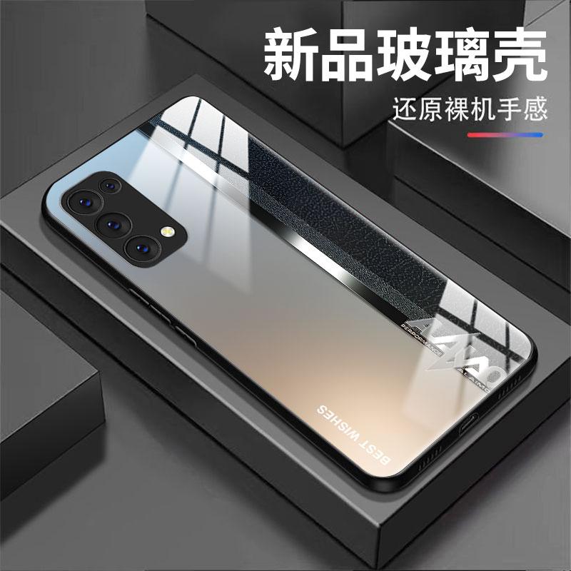 适用于OPPOReno5手机壳RENO5商务简约英文银男防摔玻璃硬壳全包式