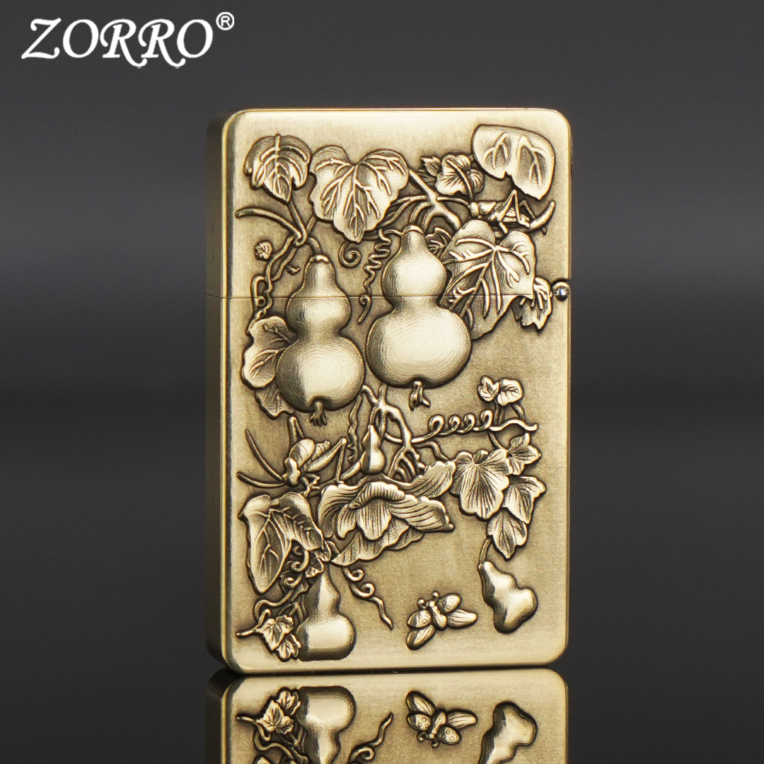 ZORRO佐罗防风煤油打火机浮雕ZL8福禄白菜铜机手工创意送男士礼物
