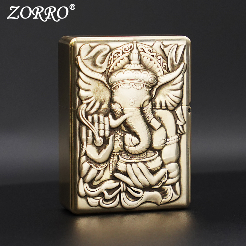 ZORRO佐罗防风煤油打火机男士重甲3D浮雕912S象神创意送男友礼物