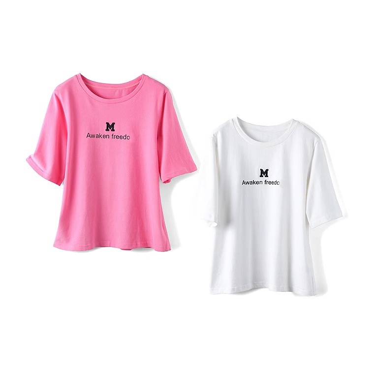 34083【觅系列】少女感棉字母圆领T恤33MM266A189