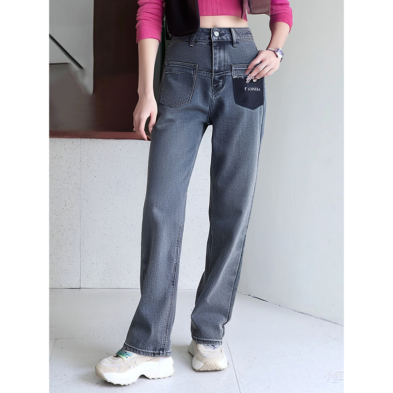 39568【然系列】直筒烟管磨毛牛仔裤KMBD26856