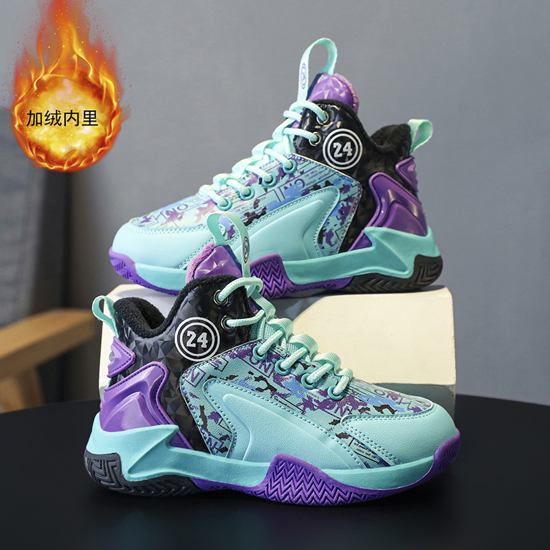 男童女童篮球鞋高帮秋冬季儿童加绒百搭加厚中大童加棉运动篮球鞋