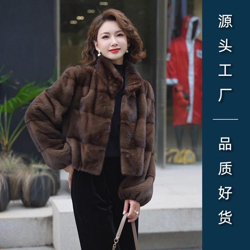 水貂毛皮草短款立领外套女年冬季新款年轻款加厚气质毛毛上衣